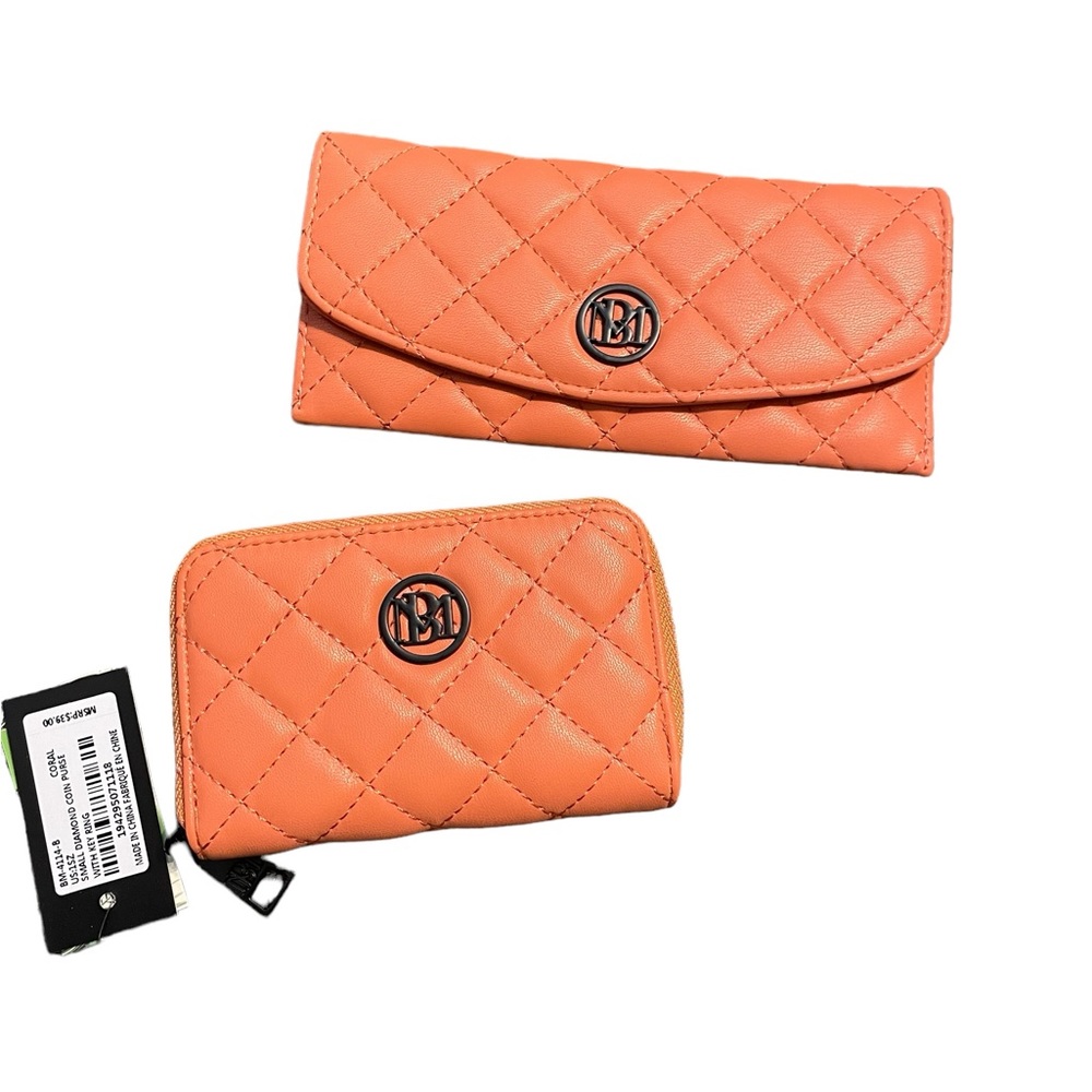 Studio‎ BADGLEY MISCHKA Coral Quilted Coin Purse/ Wallet, NWT